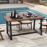 Large Dining Table with Heavy-duty Metal Frame and Anti-slip Foot Pads