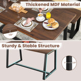 Large Dining Table with Heavy-duty Metal Frame and Anti-slip Foot Pads