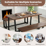 Large Dining Table with Heavy-duty Metal Frame and Anti-slip Foot Pads