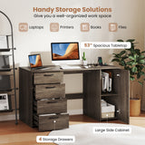 53 Inches Computer Desk with Power Outlets and 4 Storage Drawers