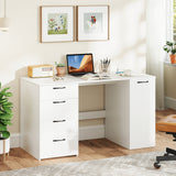 53 Inches Computer Desk with Power Outlets and 4 Storage Drawers