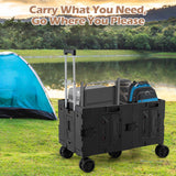 Large Foldable Utility Cart with 2-Tier Storage Crates and Telescoping Handle