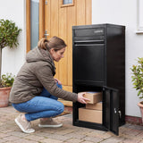 Large Galvanized Package Delivery Box for Outside with Anti-Theft Design-Black