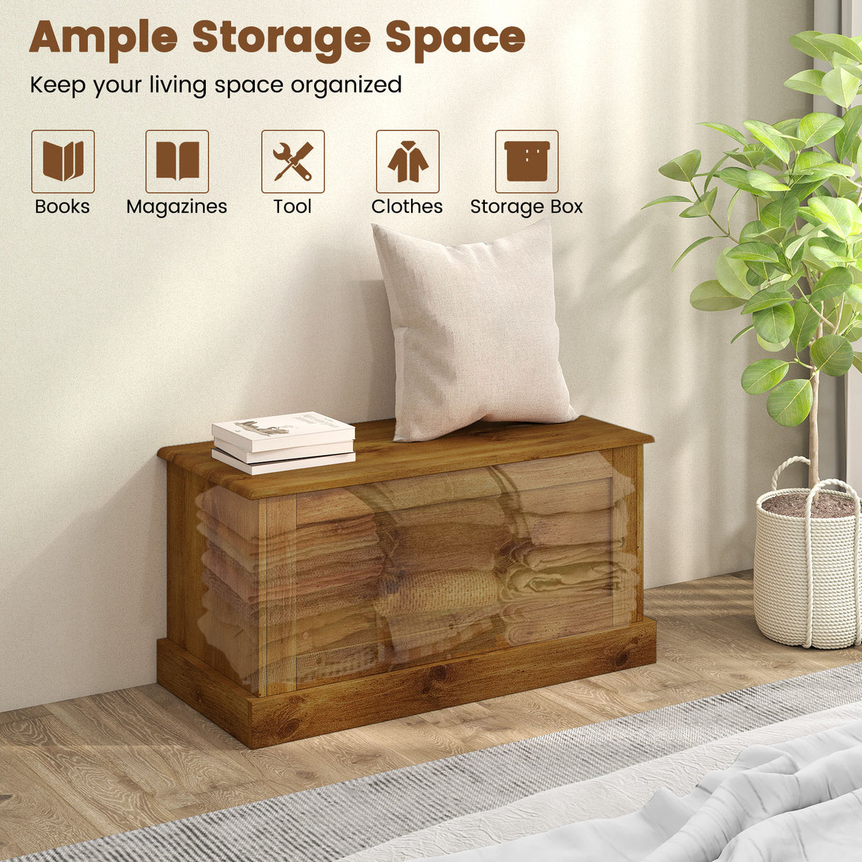 Large Storage Chest with Safety Metal Hinge