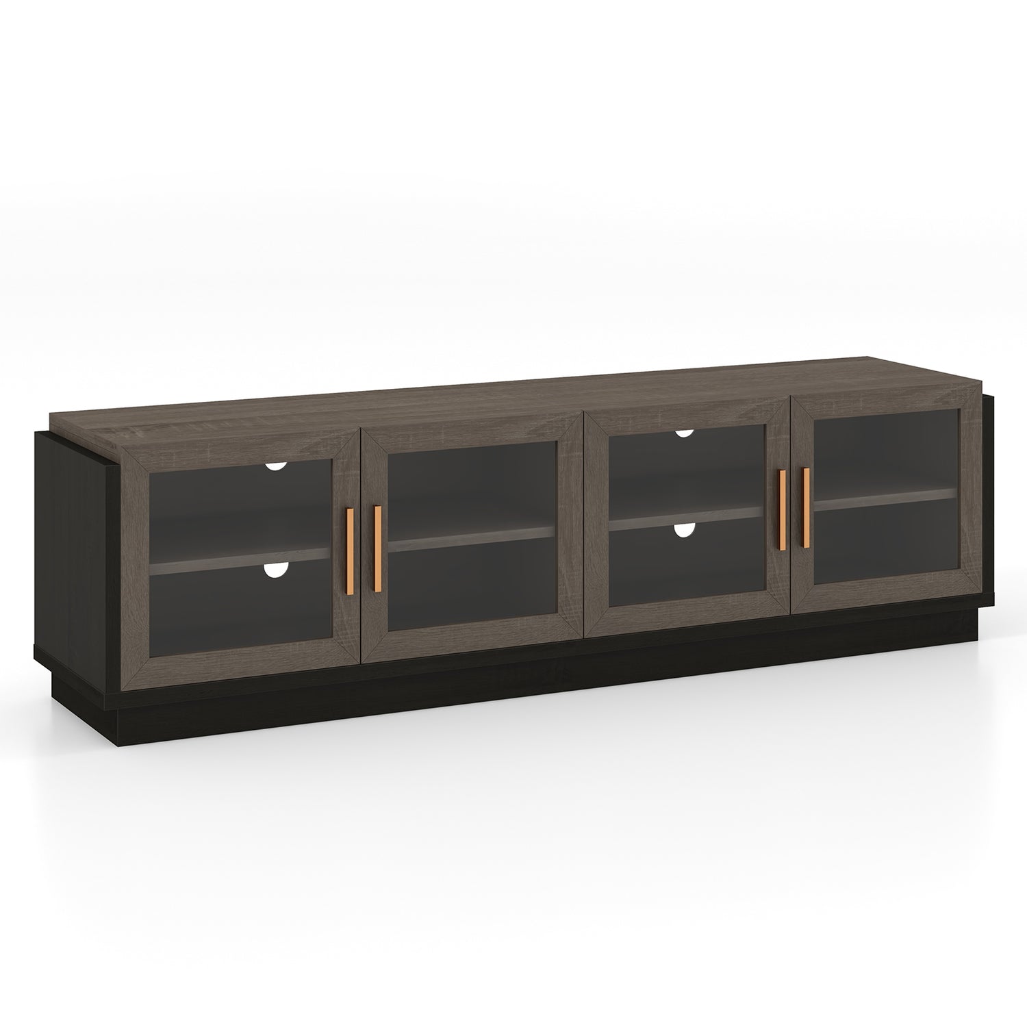 Large TV Stand for TVs up to 75 Inch with 4 Tempered Glass Doors for Living Room