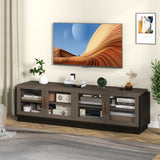 Large TV Stand for TVs up to 75 Inch with 4 Tempered Glass Doors for Living Room