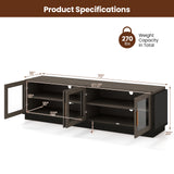 Large TV Stand for TVs up to 75 Inch with 4 Tempered Glass Doors for Living Room