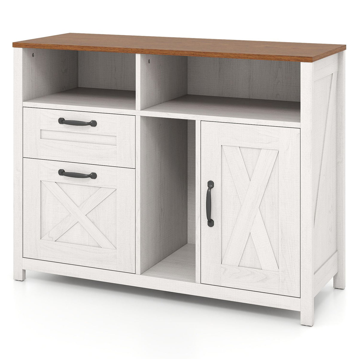 Lateral File Cabinet with 2 Drawers and Single-Door Cabinet for Letter/A4