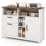 Lateral File Cabinet with 2 Drawers and Single-Door Cabinet for Letter/A4