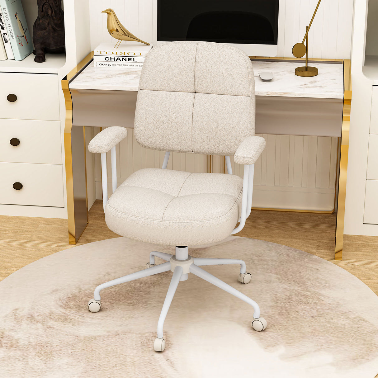 Leathaire Upholstered Task Home Office Chair with Cushioned Back