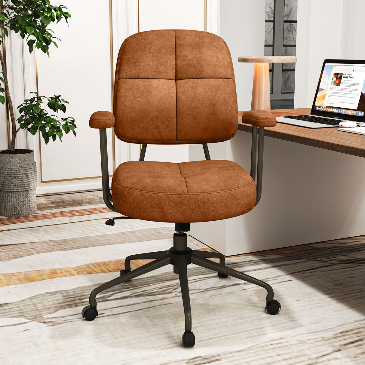 Leathaire Upholstered Task Home Office Chair with Cushioned Back