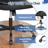 Leather Office Chair Ergonomic Computer Desk Chair with Flip-up Armrests Rocking Function-Black