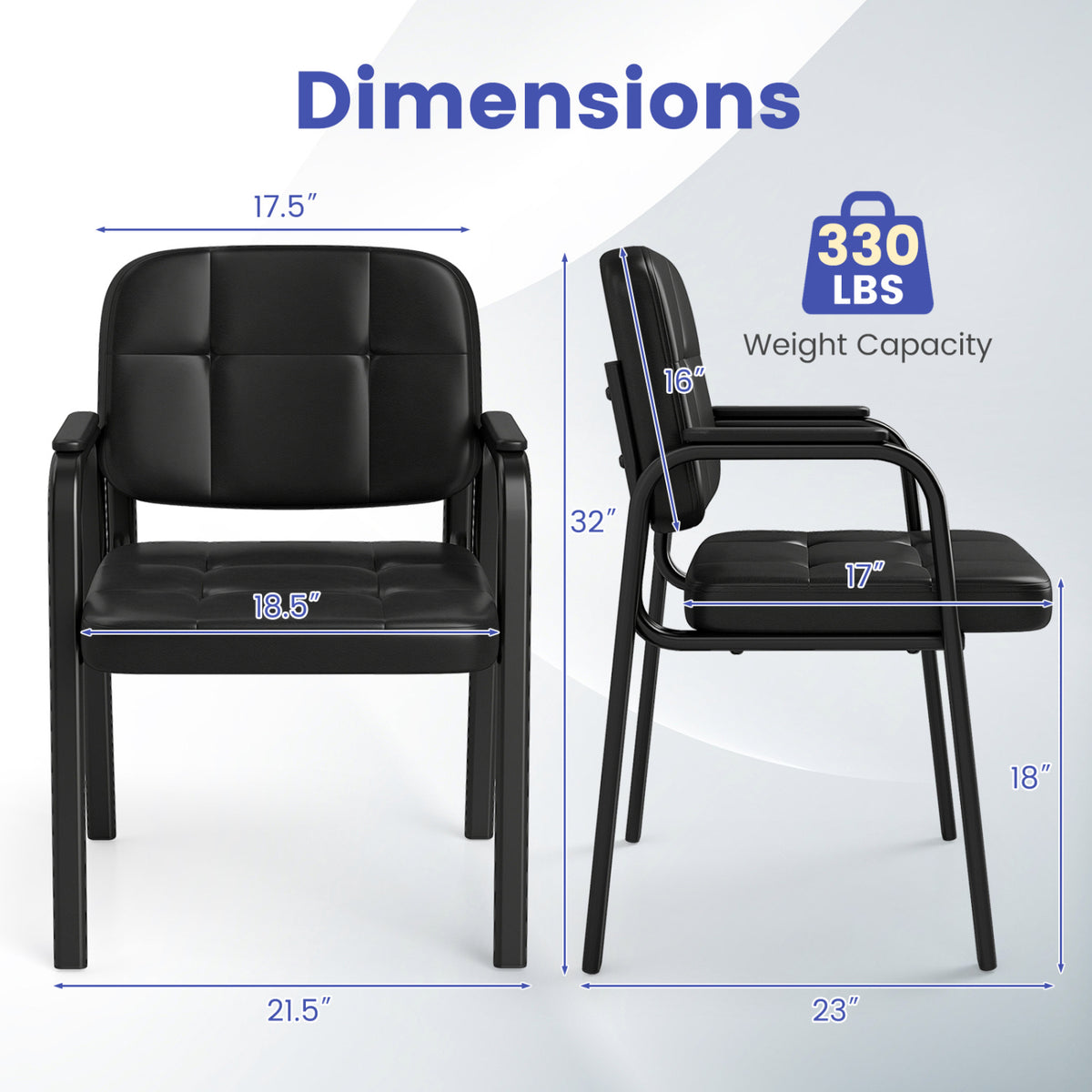 Leather Office Reception Chairs Waiting Room Guest Chairs Set of 2/4