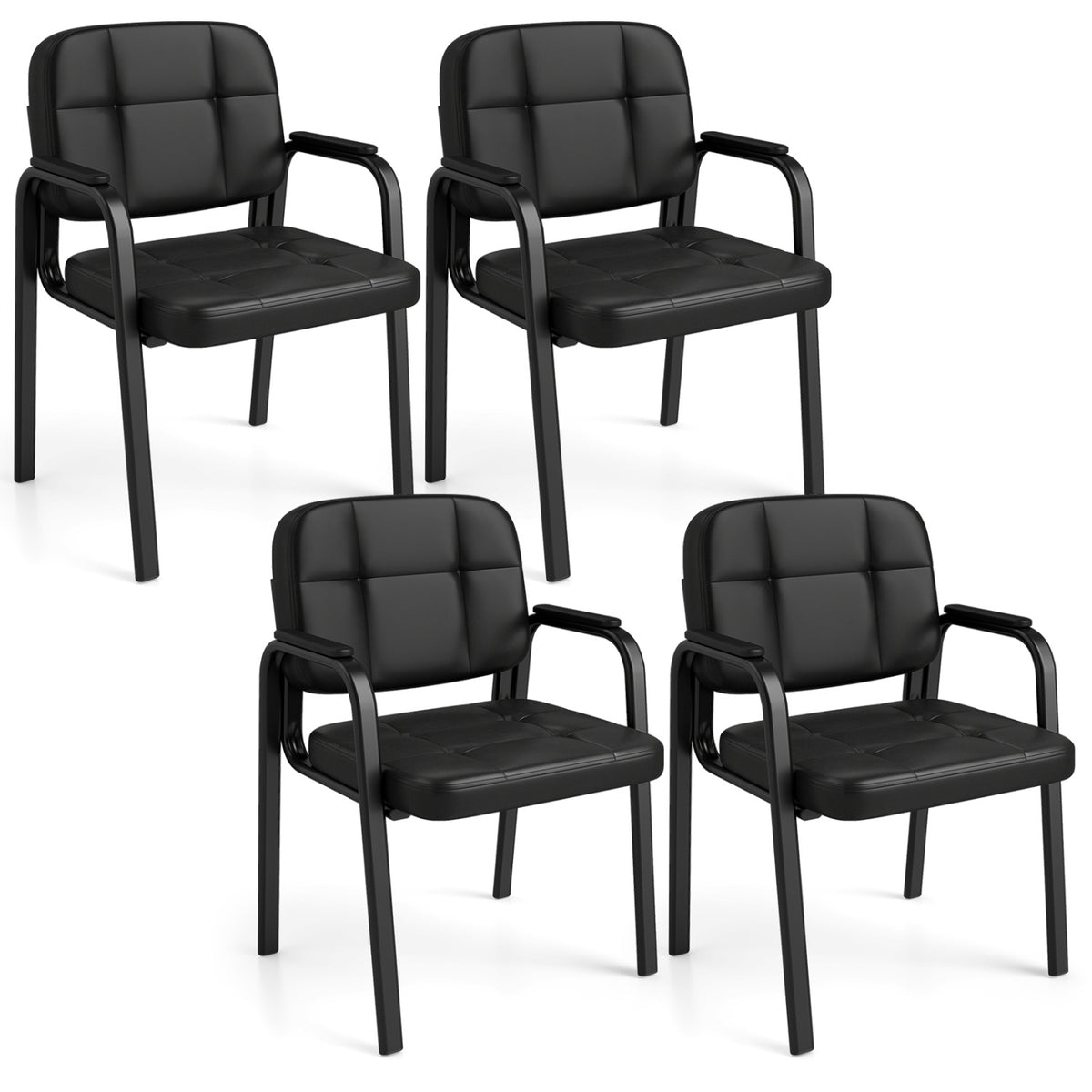 Leather Office Reception Chairs Waiting Room Guest Chairs Set of 2/4