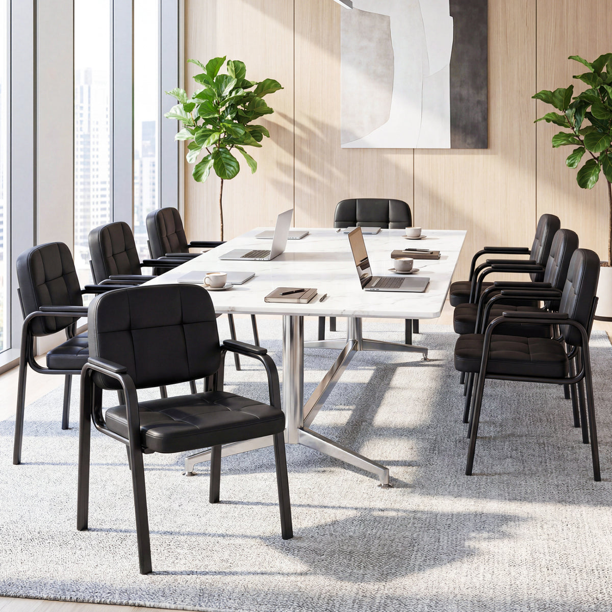 Leather Office Reception Chairs Waiting Room Guest Chairs Set of 2/4