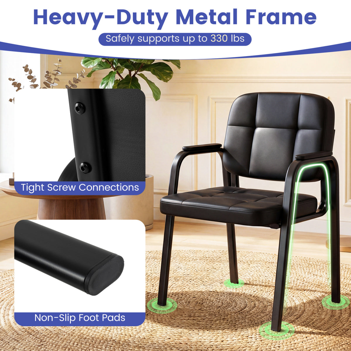 Leather Office Reception Chairs Waiting Room Guest Chairs Set of 2/4