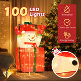 Lighted Snowman in Gift Box Christmas Decoration