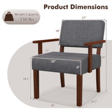 Linen Accent Chair Living Room Chair with Soft Padded Seat and Backrest