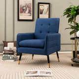 Linen Fabric Accent Chair with Removable Seat Cushion-Blue