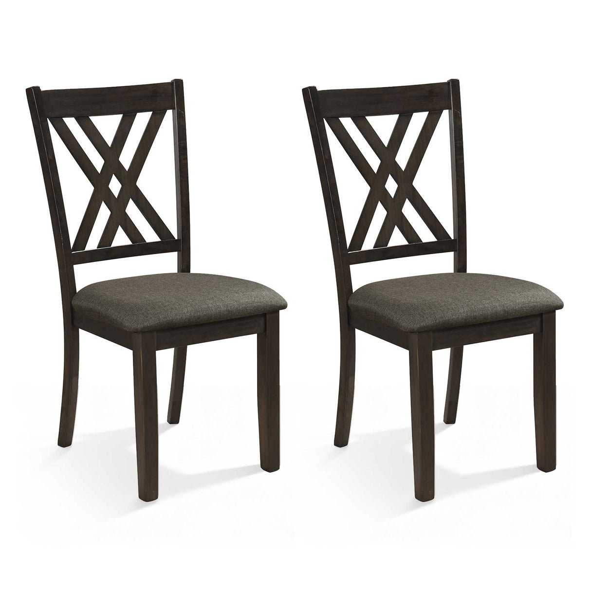 Linen Fabric Upholstered Wooden Dining Chair Set of 2 with Rubber Wood Frame for Dining Room