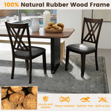 Linen Fabric Upholstered Wooden Dining Chair Set of 2 with Rubber Wood Frame for Dining Room
