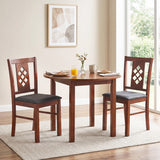 Linen Style Upholstered Kitchen Chairs with Wood Frames Set of 2-Cherry