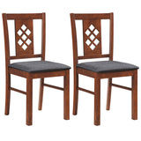 Linen Style Upholstered Kitchen Chairs with Wood Frames Set of 2-Cherry