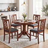 Linen Style Upholstered Kitchen Chairs with Wood Frames Set of 4-Cherry
