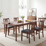 Linen Style Upholstered Kitchen Chairs with Wood Frames Set of 4-Cherry