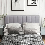 Linen Upholstered Headboard with Solid Wood Legs and Adjustable Width