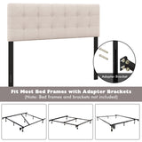 Linen Upholstered Headboard with Solid Rubber Wood Legs