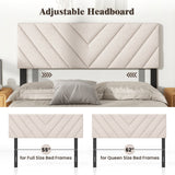 Linen Upholstered Headboard for Full and Queen Size Bed Frames