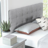 Linen Upholstered Headboard with Solid Rubber Wood Legs