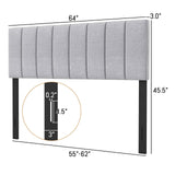 Linen Upholstered Headboard with Solid Wood Legs and Adjustable Width