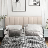 Linen Upholstered Headboard with Solid Wood Legs and Adjustable Width