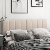 Linen Upholstered Headboard with Solid Wood Legs and Adjustable Width