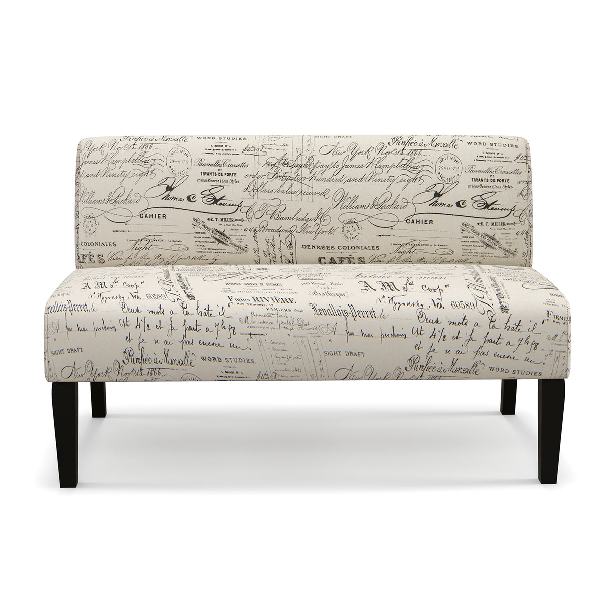 Living Room Wooden Leg Armless Loveseat Sofa-Multicolor