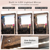64 Inches Lockable Jewelry Cabinet Armoire with Built-in Makeup Mirror