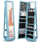 360Â° Rotatable 2-in-1 Lockable Jewelry Cabinet with Full-Length Mirror