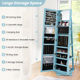 360Â° Rotatable 2-in-1 Lockable Jewelry Cabinet with Full-Length Mirror