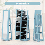 360Â° Rotatable 2-in-1 Lockable Jewelry Cabinet with Full-Length Mirror