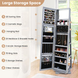 360Â° Rotatable 2-in-1 Lockable Jewelry Cabinet with Full-Length Mirror
