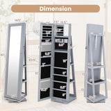 360Â° Rotatable 2-in-1 Lockable Jewelry Cabinet with Full-Length Mirror