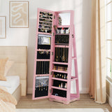 360Â° Rotatable 2-in-1 Lockable Jewelry Cabinet with Full-Length Mirror