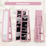 360Â° Rotatable 2-in-1 Lockable Jewelry Cabinet with Full-Length Mirror