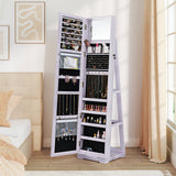 360Â° Rotatable 2-in-1 Lockable Jewelry Cabinet with Full-Length Mirror