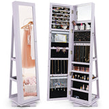 360Â° Rotatable 2-in-1 Lockable Jewelry Cabinet with Full-Length Mirror