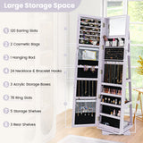 360Â° Rotatable 2-in-1 Lockable Jewelry Cabinet with Full-Length Mirror