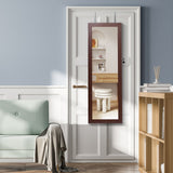 Lockable Wall Mount Mirrored Jewelry Cabinet with LED Lights
