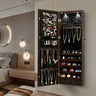 Lockable Wall Mount Mirrored Jewelry Cabinet with LED Lights